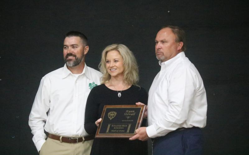 Former Suwannee baseball coach Ronnie Gray  accepted the honor on the behalf of Ryan Stovall. (JAMIE WACHTER/Lake City Reporter)