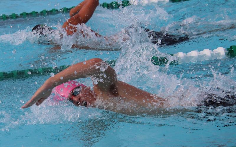 Jayden Drew qualified for regionals in the 50 freestyle. (SHELBY CONKLIN/Special to the Reporter)