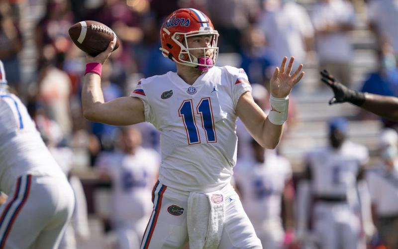 Florida quarterback Kyle Trask (11) passes down field against Texas A&amp;M on Oct. 10 in College Station, Texas. (SAM CRAFT/AP File Photo)