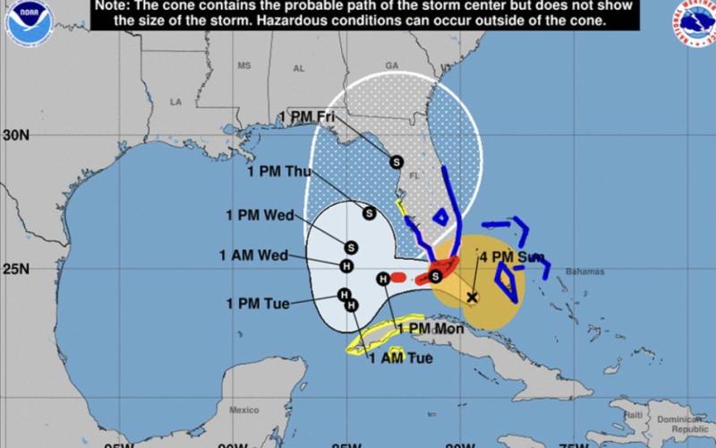 Current track for Tropical Storm Eta. (NWS)