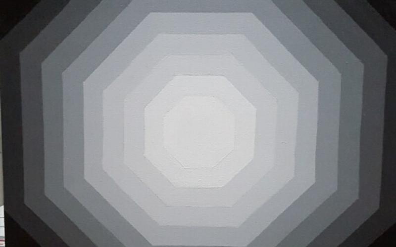 One of Peter Herrick’s geometric abstract paintings. (COURTESY)