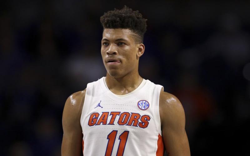 Florida forward Keyontae Johnson (11) looks on during a game against Marshall on Nov. 29, 2019, in Gainesville. Johnson, the Southeastern Conference's preseason player of the year, collapsed coming out of a timeout against rival Florida State and needed emergency medical attention in Saturday. He was taken off the floor on a stretcher and rushed to Tallahassee Memorial for evaluation. The Gators had no immediate update on his condition. (AP FILE PHOTO)