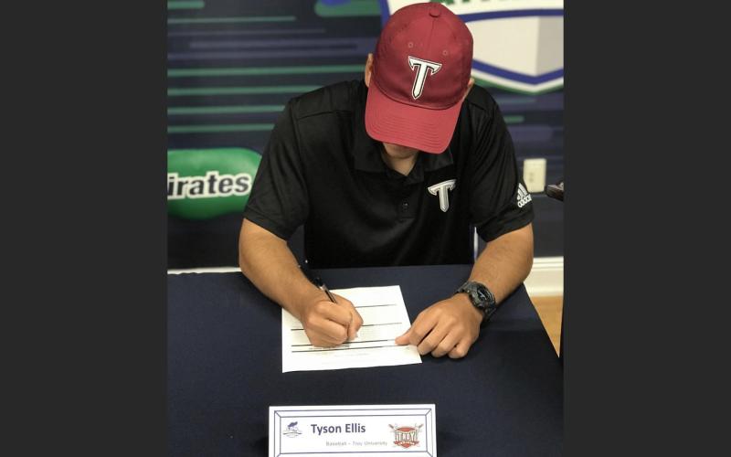 Former Columbia pitcher Tyson Ellis recently signed with Troy after spending last season at Pensacola State College. (COURTESY)