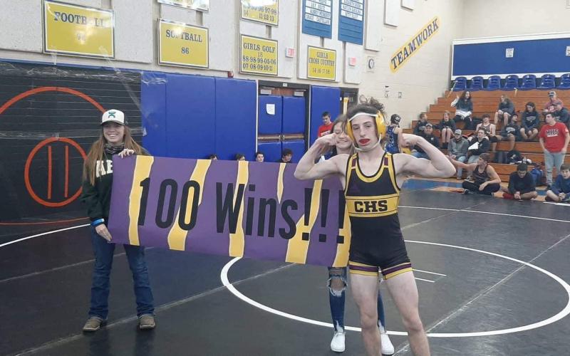 Columbia wrestler Brett Millard picked up his 100th career win on Saturday at the Fernandina Beach Duals. (COURTESY)