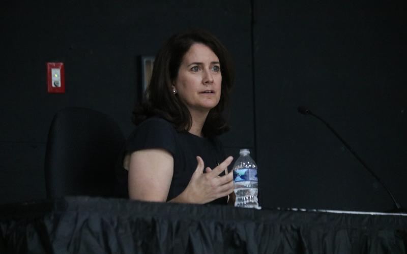 Sen. Jennifer Bradley opened the Suwannee County legislative delegation hearing by warning of $2 billion-plus in state budget cuts. (JAMIE WACHTER/Lake City Reporter)
