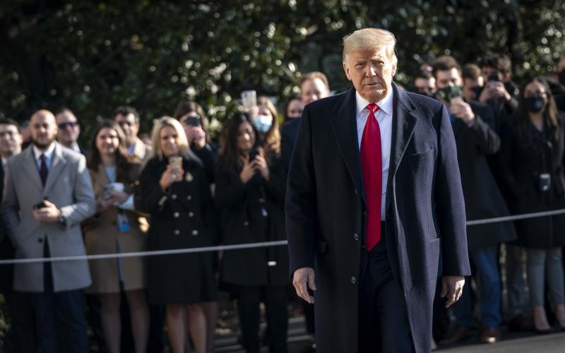U.S. President Donald Trump turns to reporters as he exits the White House to walk toward Marine One on the South Lawn on Tuesday in Washington, D.C. (DREW ANGERER/Getty Images/TNS)