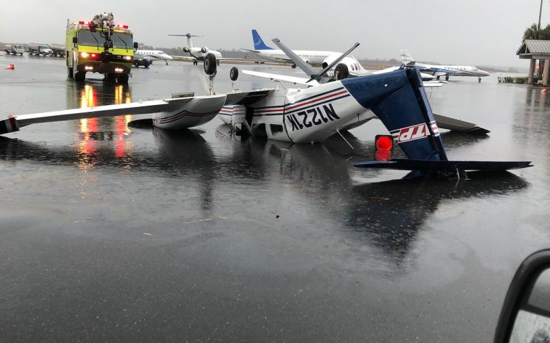 An airport was flipped over at the Tallahassee International Airport on Wednesday after a tornado touched down nearby. (CITY OF TALLAHASSEE)