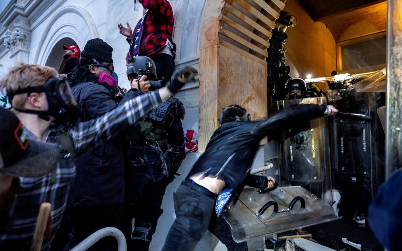 Rioters attack DC police and security forces as they try to storm the U.S. Capitol on Jan. 6 in Washington, DC. (Getty Images/TNS)