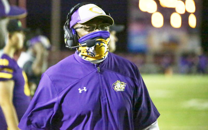 Columbia coach Brian Allen is seen on the sideline during a game against Florida High on Oct. 2, 2020.