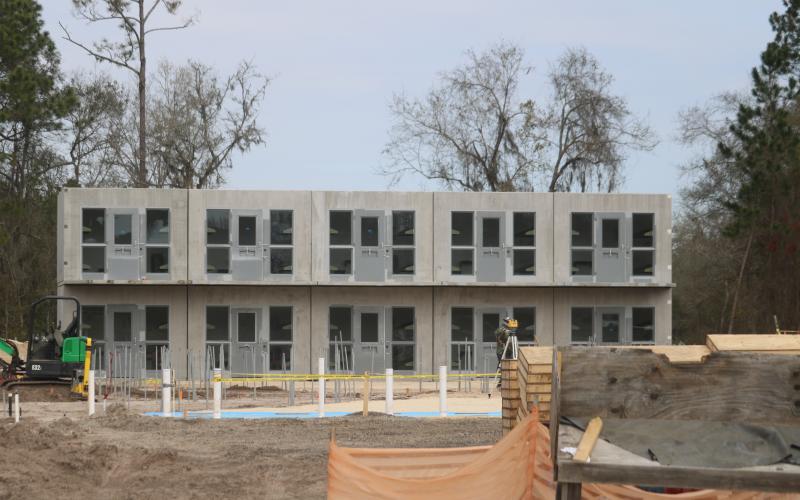 Pre-cast jail cell pods are being installed at the Columbia County Detention Facility as part of a $16 million renovation project at the jail, which will expand the jail’s capacity by more than 200 beds. (TONY BRITT/Lake City Reporter)