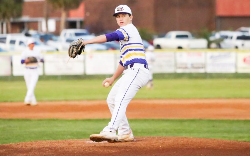 Columbia pitcher Truitt Todd winds up to pitch against Stanton on March 9. (BRENT KUYKENDALL/Lake City Reporter)