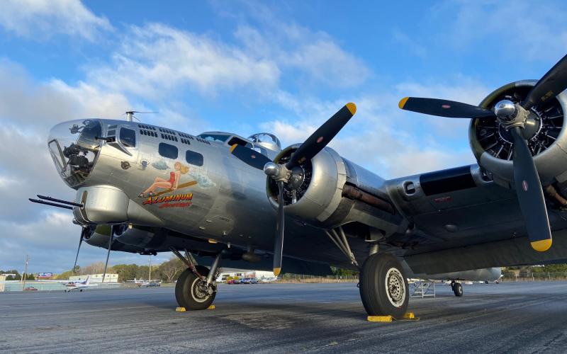 The Aluminum Overcast, a restored B-17 bomber, will make a stop in Lake City this weekend. The restored World War II craft will offer flights to 10 people at a time for half an hour. Visitors will also be able to tour the outside of the plane at the Florida Gateway Airport. (COURTESY)