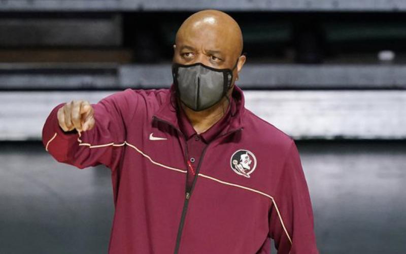Florida State head coach Leonard Hamilton gestures during a game against Miami on Feb. 24 in Coral Gables. (MARTA LAVANDIER/Associated Press)