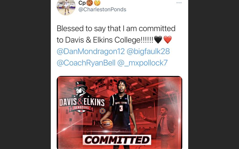 Columbia forward Charleston Ponds announced his commitment to Davis &amp; Elkins College on Twitter on Tuesday.