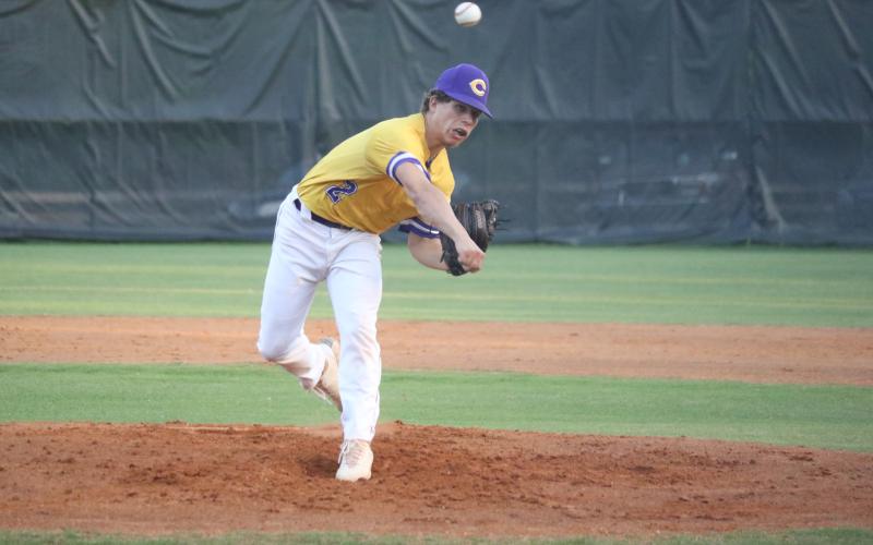 Columbia pitcher Cole Williams fires to the mound against Buchholz on Wednesday night. (MORGAN MCMULLEN/Lake City Reporter)