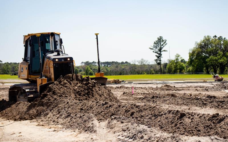 Work is underway on constructing a staging area in case of significant storm damage at Suwannee Valley Electric Cooperative’s headquarters in Live Oak. (COURTESY)