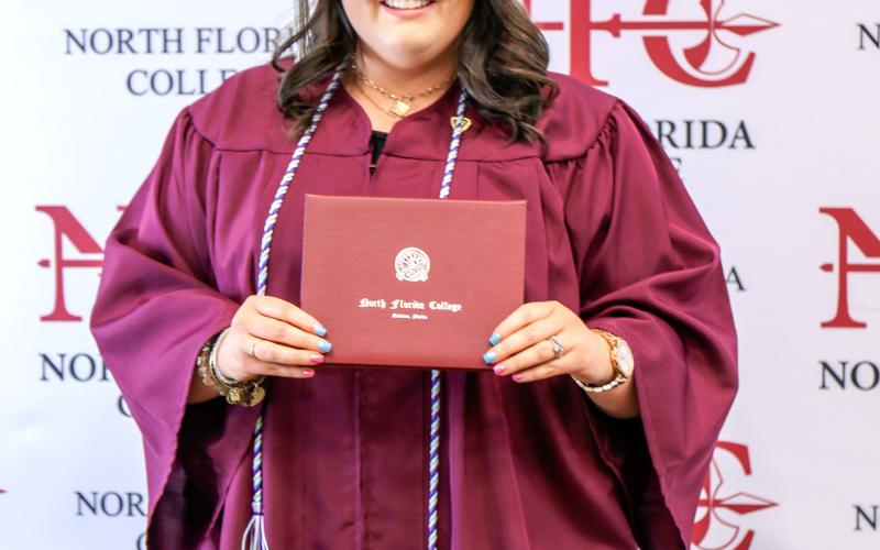Brooke Kaitlyn Stephens, of Lake City, received an Associate in Science in Registered Nursing degree as part of North Florida College’s spring commencement ceremony May 7. (COURTESY)