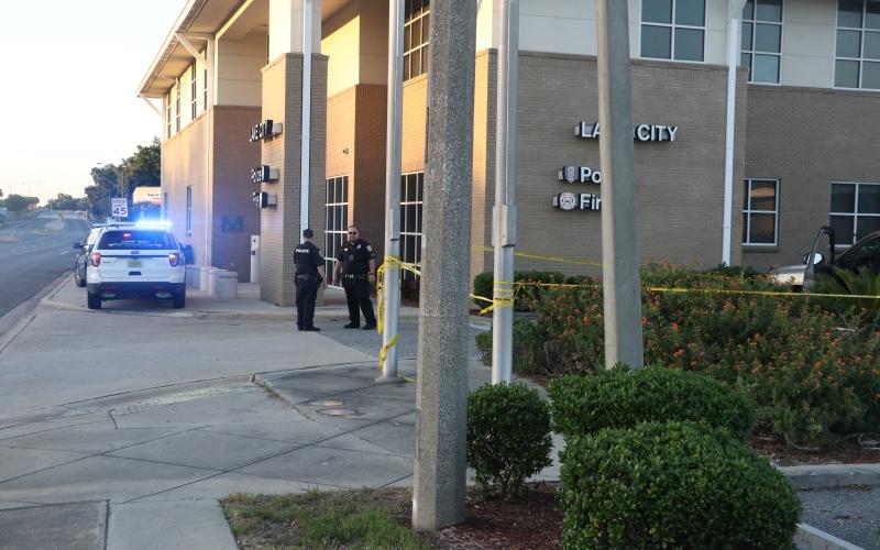 The victim was driven to the Lake City Public Safety Building before being taken to an area hospital. (MORGAN MCMULLEN/Lake City Reporter)