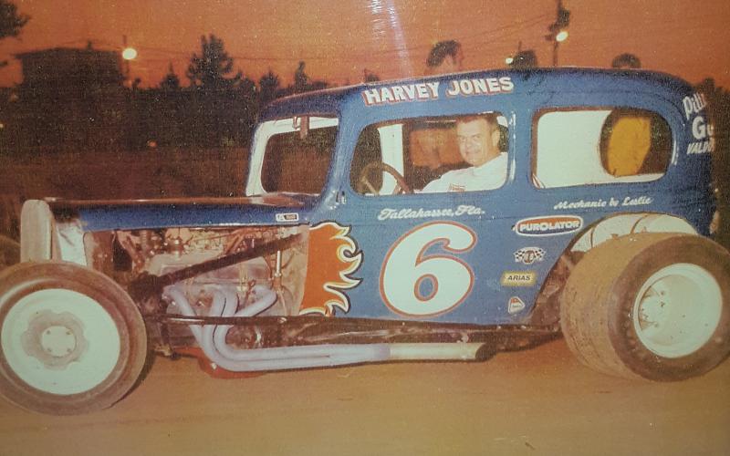 The late Harvey Jones pictured in his dirt track car. His widow, Hazel, said she was touched that there will be a race to honor his memory. (COURTESY)