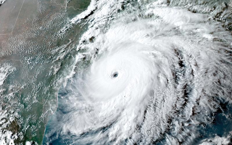 A satellite image of Hurricane Laura on Aug. 26, 2020, as it approached the Gulf Coast. (NOAA)