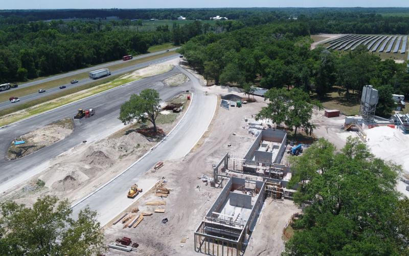 A construction site working on bringing an upgraded rest stop sits along the side of Interstate 10. The construction is part of a project that began about a year ago. (COURTESY)