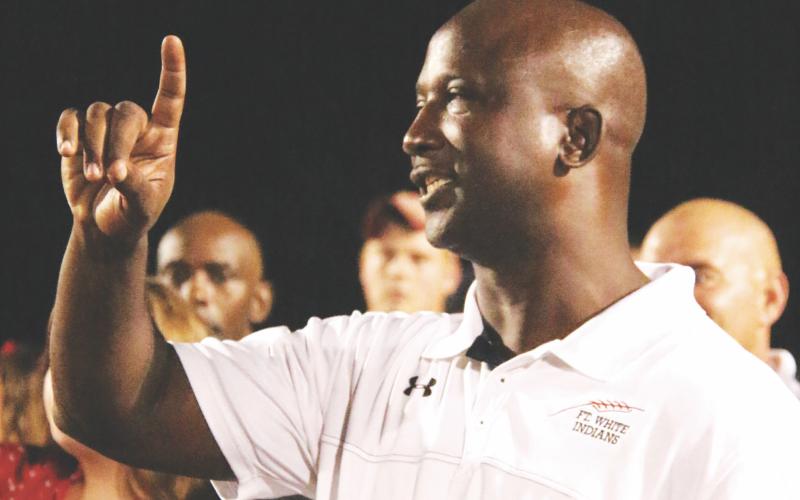Demetric Jackson is pictured after a Fort White game in 2014. He introduced himself to the entire Columbia football team on Monday as the Tigers resumed summer workouts. (FILE)