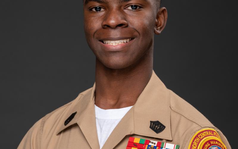 Clayton Flemming poses in his Young Marines uniform. (COURTESY)