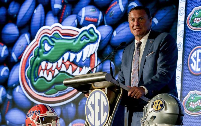 Florida head coach Dan Mullen speaks to reporters during SEC Media Days on July 19 in Hoover, Ala. (AP FILE)