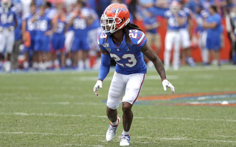 Florida defensive back Jaydon Hill covers a play against Tennessee on Sept. 21, 2019, in Gainesville. (AP FILE)