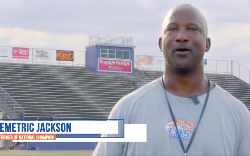 Three former Columbia High standouts —Demetric Jackson, Kayli Kvistad and Shayne Edge were among Florida Gator greats that joined with the Florida Department of Transportation to provide safety messages to UF students this week. (COURTESY)