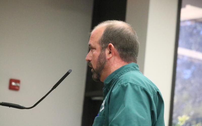 Suwannee County Property Appraiser Ricky Gamble told legislators Jennifer Bradley and Chuck Brannan that he may sue the Department of Revenue over a change to the ‘Save our Homes’ exemption. (JAMIE WACHTER/Lake City Reporter)