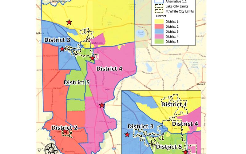The Columbia County Board of County Commissioners approved a new districting map for elections, which is based on the results of the 2020 U.S. Census. (COURTESY)