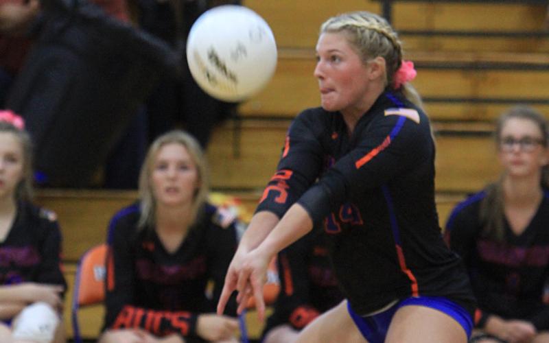 Branford DS Evie Pitts defends a shot against Columbia on Oct. 29. (PAUL BUCHANAN/Special to the Reporter)