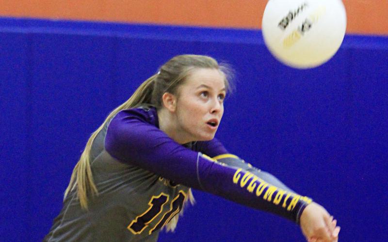 Columbia’s Ella Sparks returns a shot against Branford on Sept. 29. (PAUL BUCHANAN/Special to the Reporter)