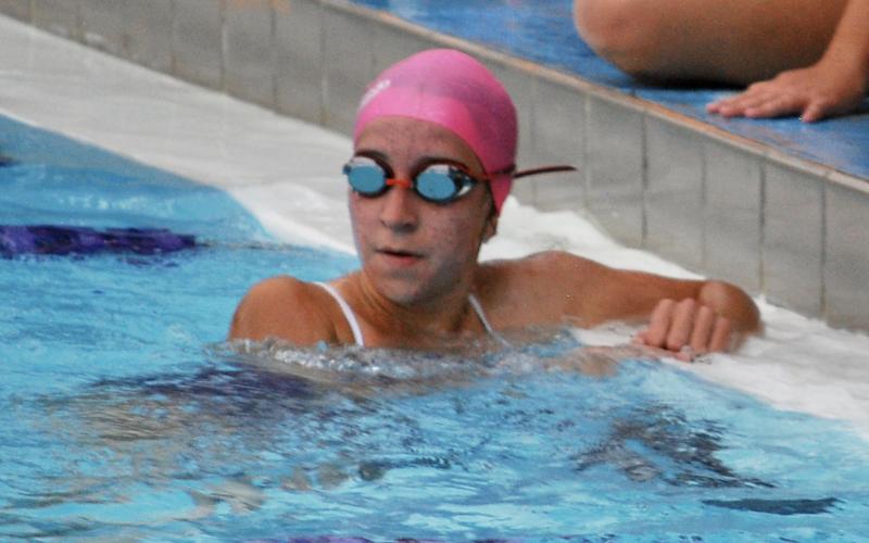Columbia swimmer Nevaeh Ross during the 200 IM on Tuesday. (COURTESY)