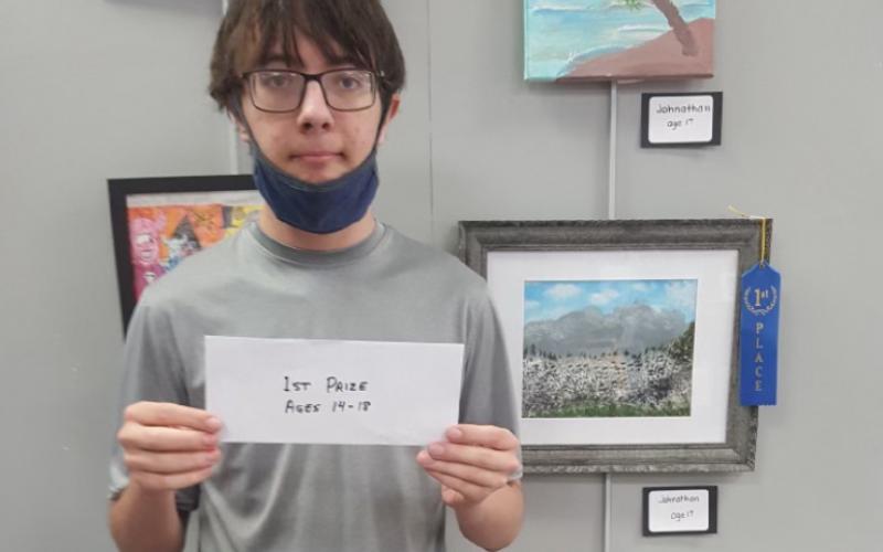 Johnathan Waters won first place in the 14-18 age division of the Youth Art League exhibit and competition at the Gateway Art Gallery. (COURTESY)