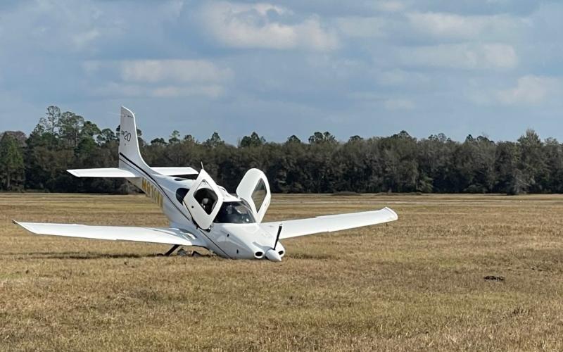 A single-engine plane crashed after landing at the Lake City Gateway Airport on Saturday afternoon. The pilot suffered minor injuries. (COURTESY)