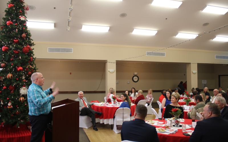 Columbia Senior Services Director David Huckabee addresses the crowd at the United Way luncheon. (TONY BRITT/Lake City Reporter)