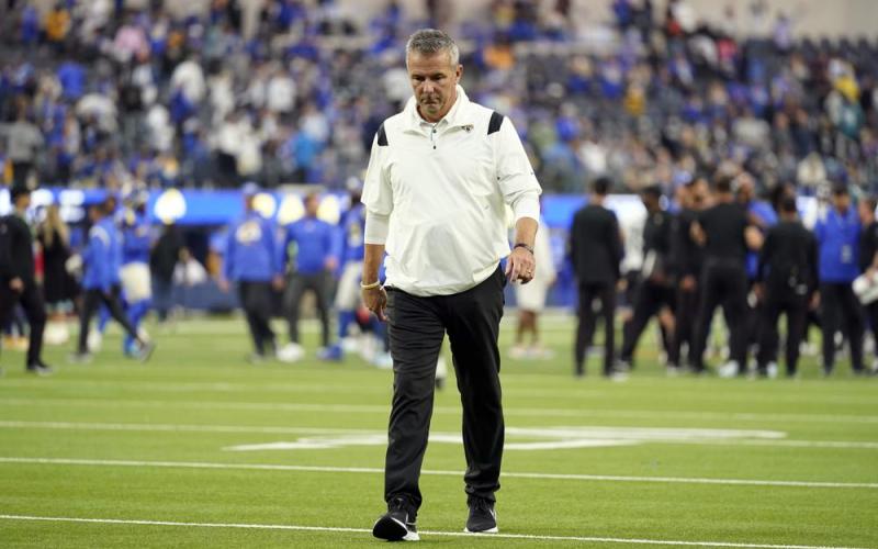 Jacksonville Jaguars head coach Urban Meyer walks off the field after a loss to the Los Angeles Rams on Dec. 5 in Inglewood, Calif. Meyer's tumultuous NFL tenure ended after just 13 games — and two victories — when the Jacksonville Jaguars fired him early Thursday because of an accumulation of missteps. (JAE C. HONG/Associated Press)