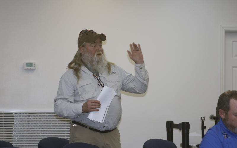 Larry Bussey speaks during Tuesday’s community meeting at Lake City Hall. (JAMIE WACHTER/Lake City Reporter)