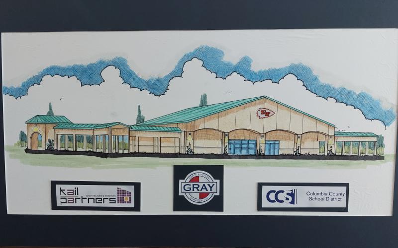 An artist rendering of the Fort White High School auditorium. Originally part of the plans for FWHS, the auditorium is finally coming to fruition more than 20 years later. (COURTESY)