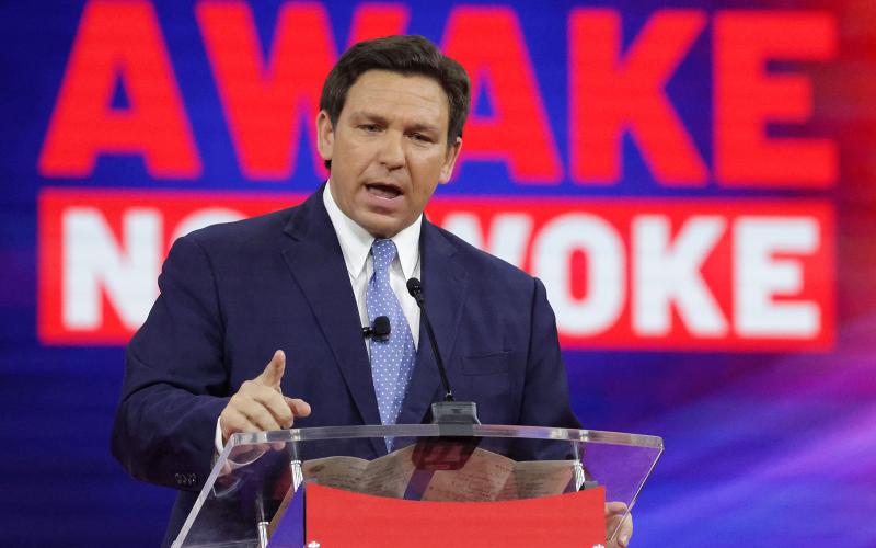 Florida Governor Ron DeSantis delivers remarks at the 2022 CPAC conference at the Rosen Shingle Creek in Orlando on Thursday. (Joe Burbank/Orlando Sentinel/TNS)