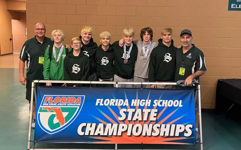 Suwannee’s wrestling team placed 10th at the Class 1A state meet on Saturday. (COURTESY)