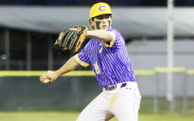 Columbia pitcher Truitt Todd winds up to pitch against Union County on Tuesday. (BRENT KUYKENDALL/Lake City Reporter)