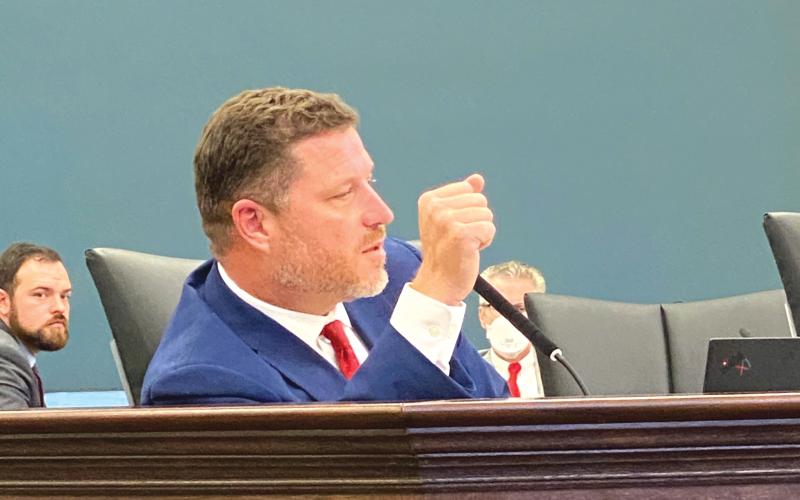 Sen. Jeff Brandes (R-St. Petersburg) speaks during Tuesday’s Rules Committee hearing. (TODD WILSON/Lake City Reporter)