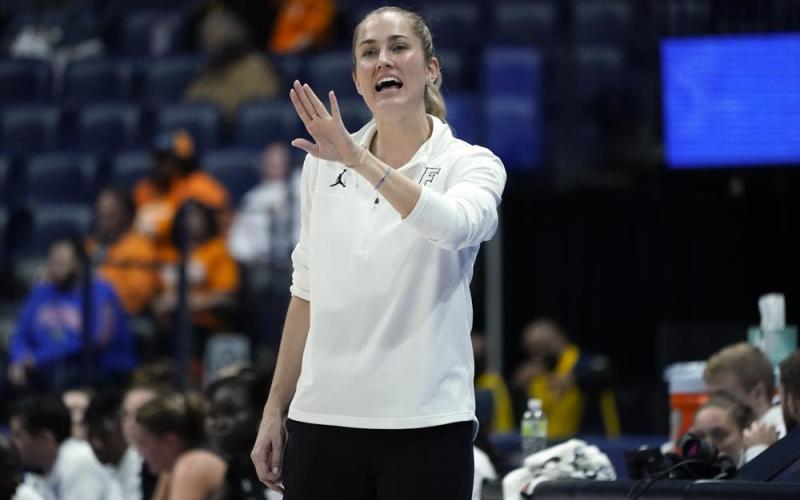 Florida head coach Kelly Rae Finley directs her players during a game against Mississippi at the Southeastern Conference tournament on March 4 in Nashville, Tenn. (MARK HUMPHREY/Associated Press)