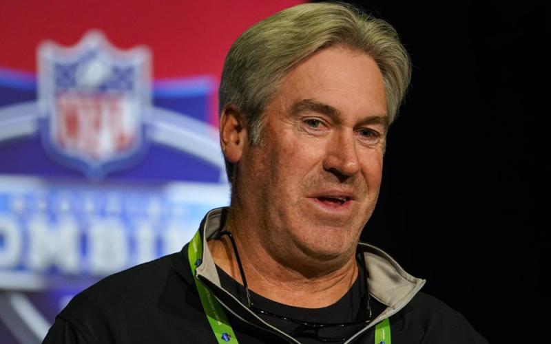 Jacksonville Jaguars head coach Doug Pederson speaks during a press conference at the NFL scouting combine n March 1 in Indianapolis. (MICHAEL CONROY/Associated Press)