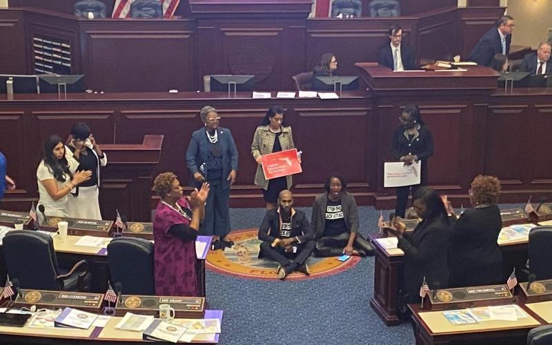 Democratic House members protested a congressional redistricting plan Thursday. (RYAN DAILEY/News Service of Florida)