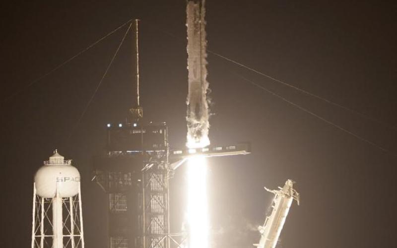 A SpaceX Falcon 9 rocket lifts off from the Kennedy Space Center in Cape Canaveral on Wednesday. (JOHN RAOUX/Associated Press)