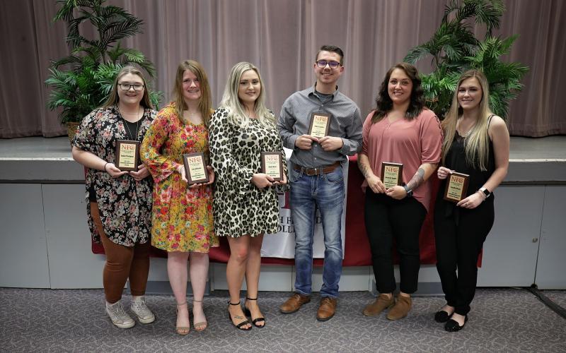 North Florida College honored its outstanding students with an Honors Convocation last week. Among the Suwannee County students honored were Amber Thompson (from left), Lucy Jolicoeur, Annah Davis, Kolby Creamer, Savannah Agapito and Cassydie Kinsey. Not pictures is CaliAnn Daniel. (COURTESY)